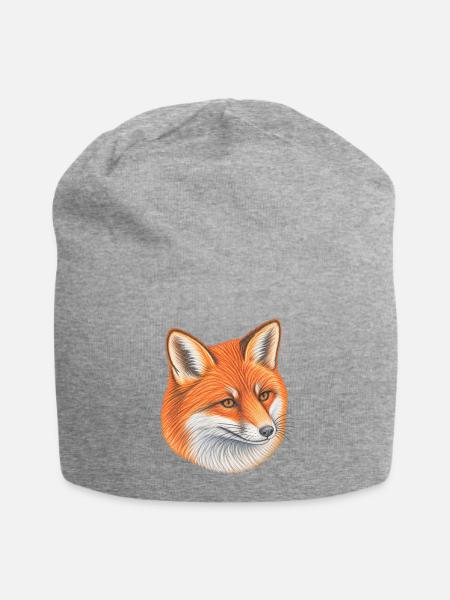 Roter Fuchs illustriert hell und warm - Jersey-Beanie - Grau meliert