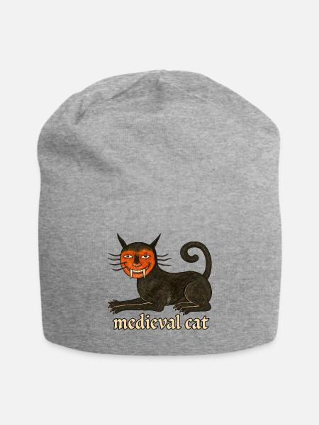 Mittelalterliche Katze - Jersey-Beanie - Grau meliert
