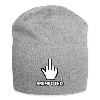 Anti-KI – Mittelfinger – Prompt dafür! Scheiß auf KI-Zeug - Jersey-Beanie - Grau meliert - Vorne