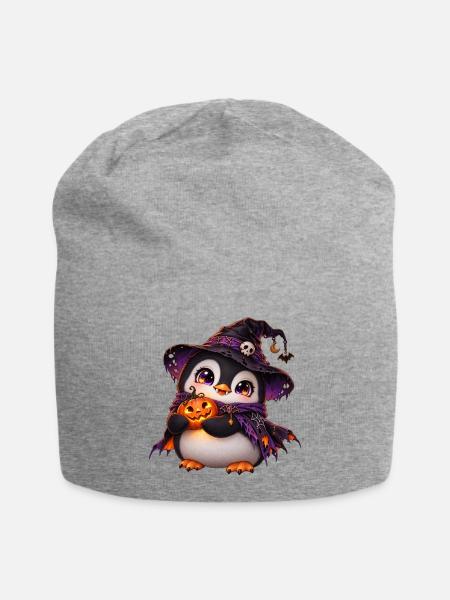 Halloween-Pinguinpinguin - Jersey-Beanie - Grau meliert