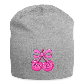 Pinke Kirschen mit Schleife - Statement FCK NZS - Jersey-Beanie - Grau meliert - Vorne