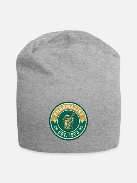 Vintage Apotheker-Mörser-Stößel Hygieia-Abzeichen - Jersey-Beanie - Grau meliert