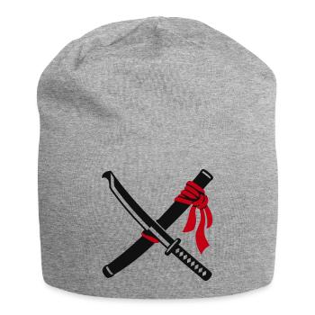 Gekreuzte Katana Schwerter Logo - Jersey-Beanie - Grau meliert - Vorne