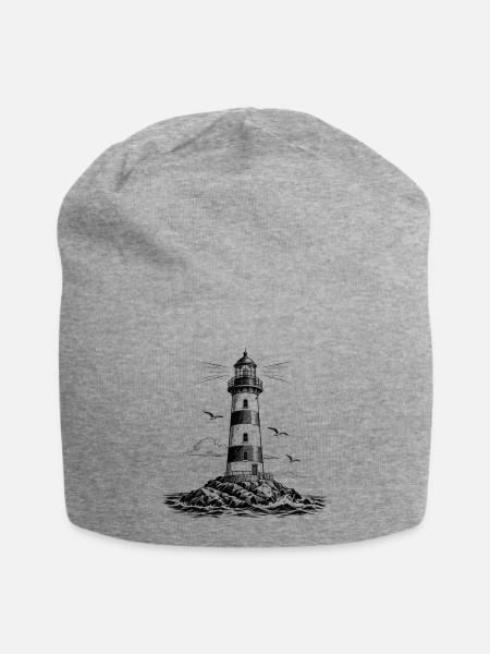 Lighthouse of Hope – Leuchtturm & Küstenliebe - Jersey-Beanie - Grau meliert