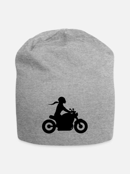 Motorradfahrerin Chopper Bikerin Bikergirl Cruiser - Jersey-Beanie - Grau meliert