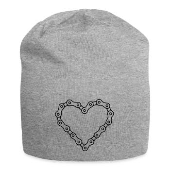 Bicycle love bike chain heart - Jersey Beanie - heather grey - Front