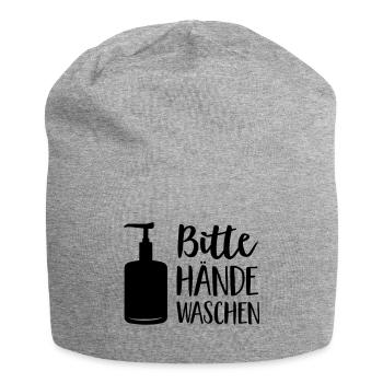 Hände waschen - Jersey-Beanie - Grau meliert - Vorne