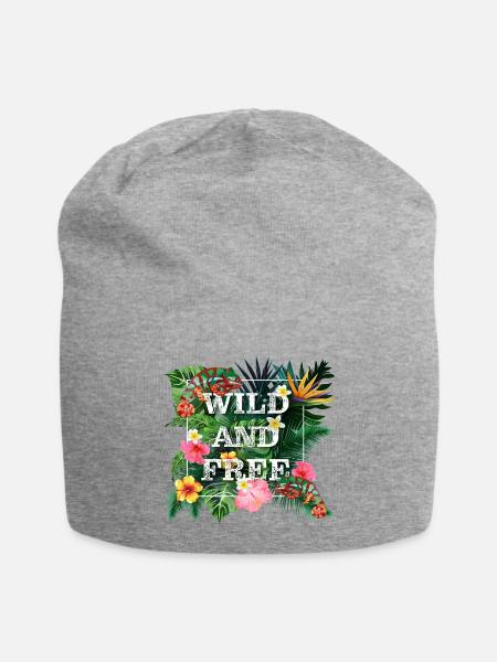 Wild and Free - Jersey-Beanie - Grau meliert