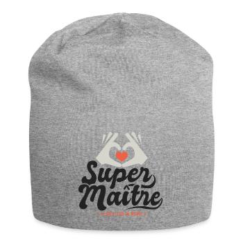 Super maitre l unique cadeau maître instituteur - Bonnet en jersey - gris chiné - Devant