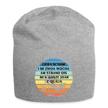 Lieba schama - bayerischer Spruch - Jersey-Beanie - Grau meliert - Vorne