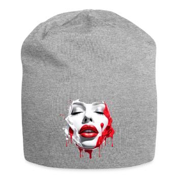 Frauengesicht Rote Lippen - Jersey-Beanie - Grau meliert - Vorne