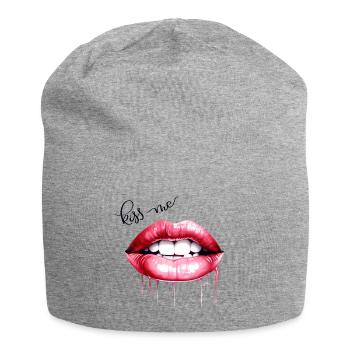 Embrasse-moi les lèvres Kissing Mouth Cadeau - Bonnet en jersey - gris chiné - Devant