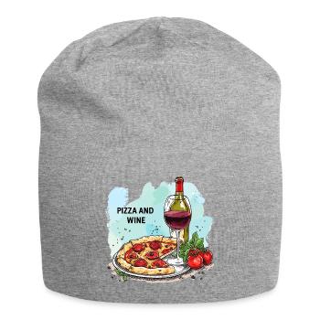 Pizza et vin Nourriture Alcool - Bonnet en jersey - gris chiné - Devant