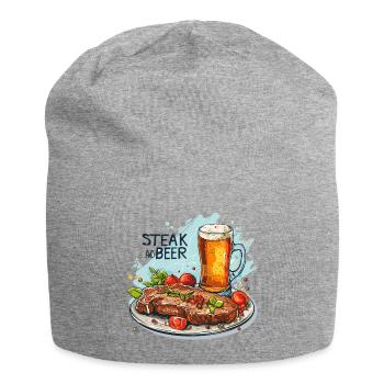 Steak And Beer Eating Alcohol Funny Sayings - Jersey Beanie - heather grey - Front