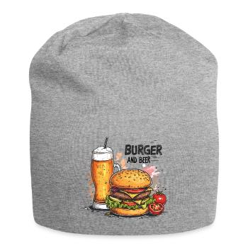 Burger And Beer Essen Alkohol Lustige Sprüche - Jersey-Beanie - Grau meliert - Vorne