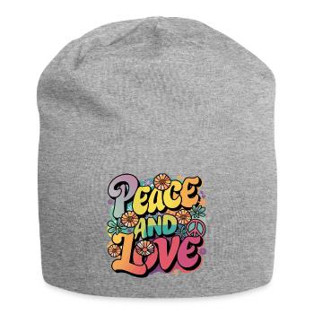 Peace And Love Hippie 1960s 1970s - Jersey Beanie - heather grey - Front