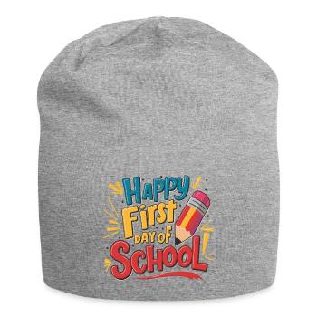 First day of school Children enrollment First graders - Jersey Beanie - heather grey - Front