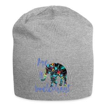 Age is irrelephant – birthday funny pun - Jersey Beanie - heather grey - Front