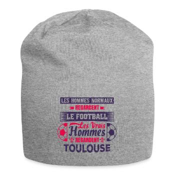 les vrais hommes regardent toulouse fans club foot - Bonnet en jersey - gris chiné - Devant