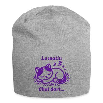 Chat Dort Chat Mignon Pas Du Matin - Bonnet en jersey - gris chiné - Devant