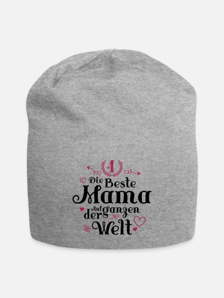 Die Beste Mama Herz Spruch - Jersey-Beanie - Grau meliert