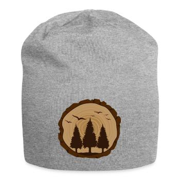 Wald shinrin yoku Waldmeditation "Vögel im Wald" - Jersey-Beanie - Grau meliert - Vorne