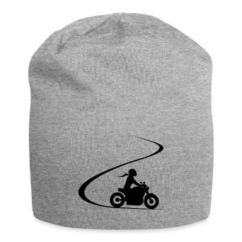Biker in curve chopper motorcyclist cruiser - Jersey Beanie - heather grey - Front