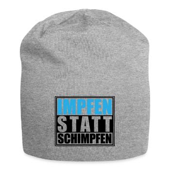 Impfen statt Schimpfen, Corona | Farben änderbar - Jersey-Beanie - Grau meliert - Vorne