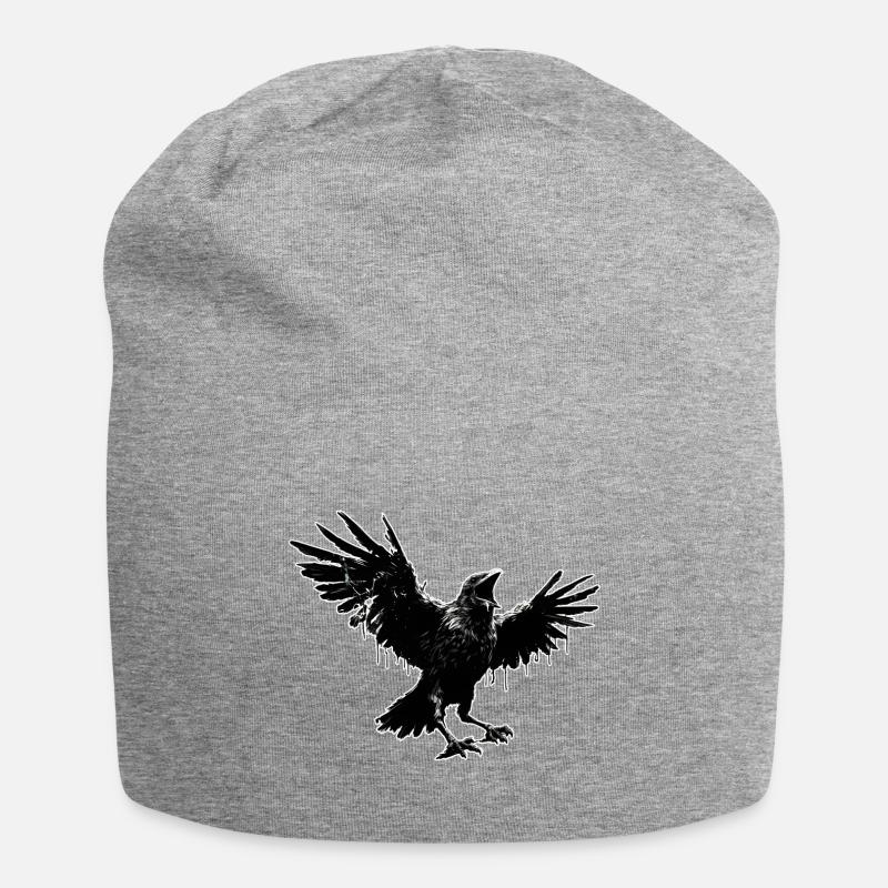 drakebobber a crow in a comic style - Jersey-Beanie - Grau meliert