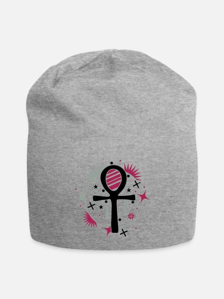 Ankh Symbol magisch und geheimnisvoll - Jersey-Beanie - Grau meliert