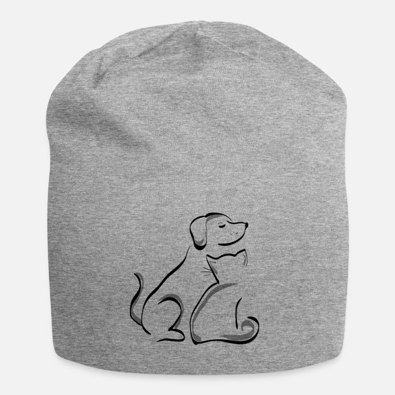 Chien et chat - Bonnet en jersey - gris chiné