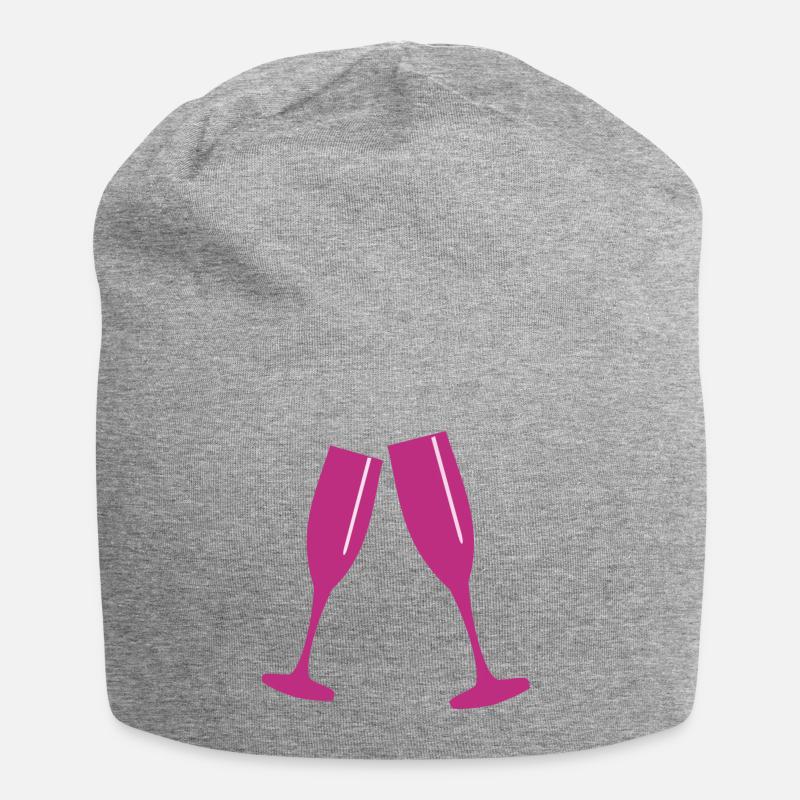 Sektglas - Jersey-Beanie - Grau meliert