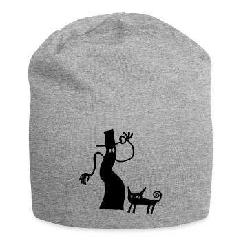 Hexe Katze Halloween Geschenk gruselig Silhouette - Bonnet en jersey - gris chiné - Devant