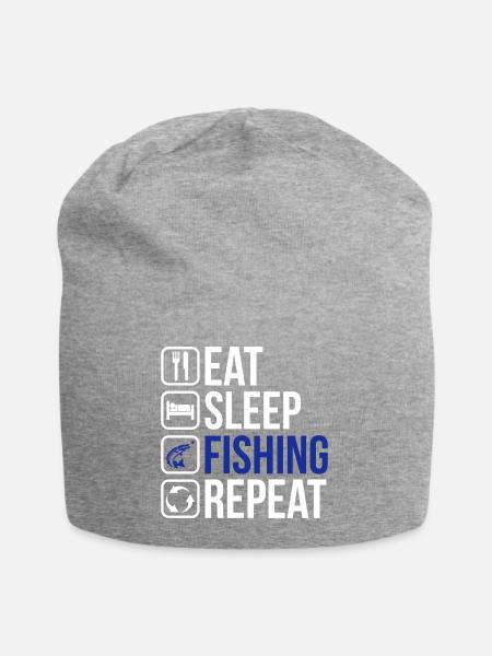 Eat Sleep Fishing Repeat - Jersey-Beanie - Grau meliert