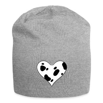 Coeur mignon dalmatien, jolie idée de cadeau - Bonnet en jersey - gris chiné - Devant