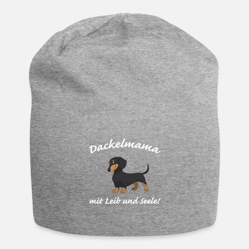 Dackelmama mit Leib und Seele! - Jersey-Beanie - Grau meliert