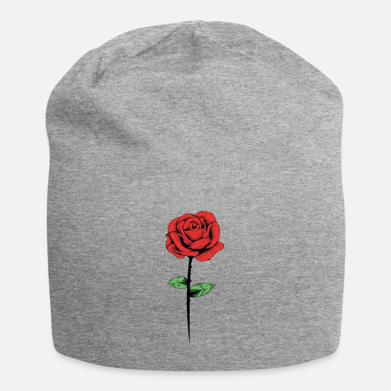 fleur rose - Bonnet en jersey - gris chiné