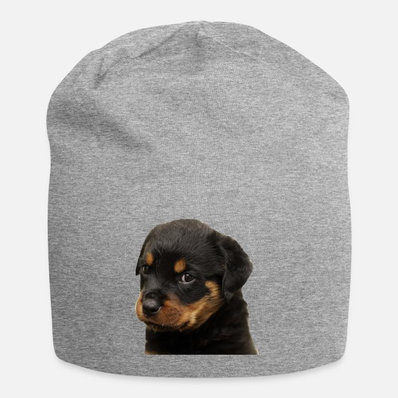 Mignon rottweiler chiot avec de grands yeux - Bonnet en jersey - gris chiné