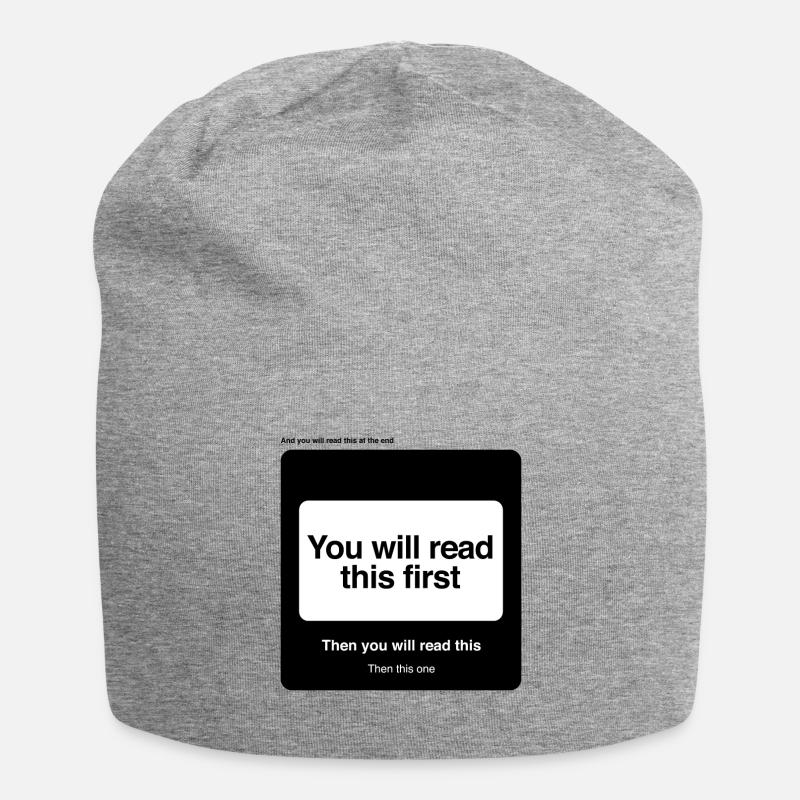 Read First Humor Mind brain perception thoughts - Jersey Beanie - heather grey