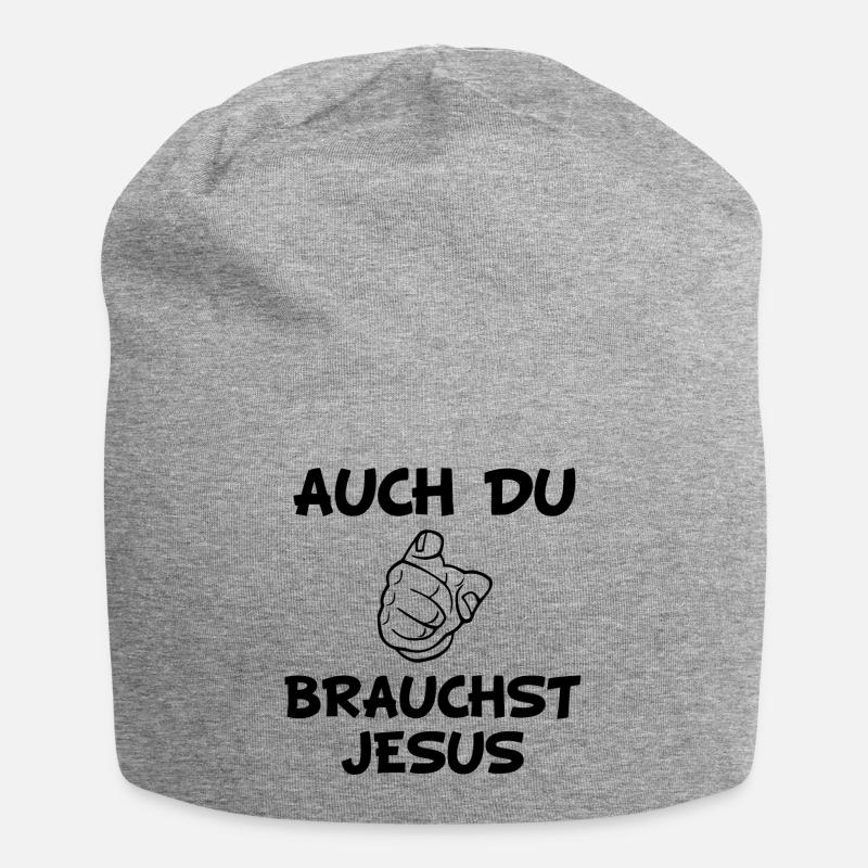 auch du brauchst Jesus - Jersey-Beanie - Grau meliert