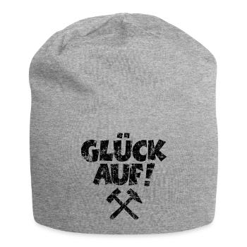 Glück Auf mit Schlägel und Eisen (Vintage Schwarz) - Jersey-Beanie - Grau meliert - Vorne