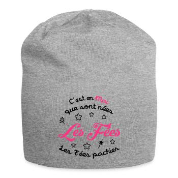 fille / fée / princesse / bébé - Bonnet en jersey - gris chiné - Devant