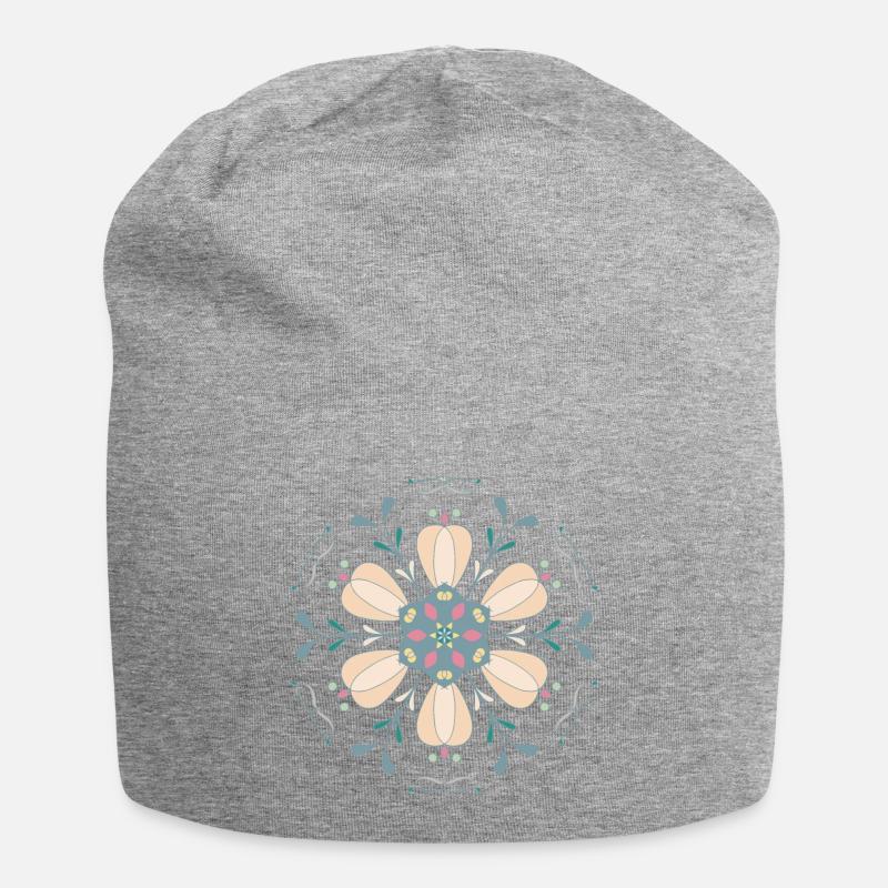 Mandala dans le style boho - Bonnet en jersey - gris chiné