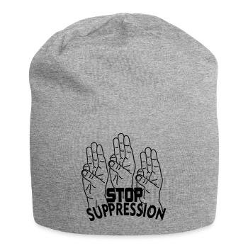 Hand gesture stop suppression - Jersey Beanie - heather grey - Front