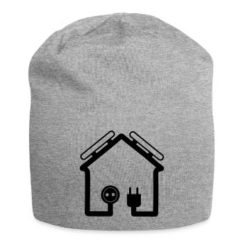Maison avec panneaux solaires - Bonnet en jersey - gris chiné - Devant
