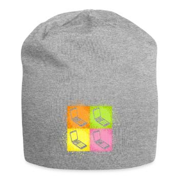 Retro PopArt Aesthetics FoldMobile Phone Vintage Flipphone - Jersey Beanie - heather grey - Front