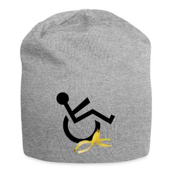 Wheelchair user slips on banana humor # - Jersey Beanie - heather grey - Front