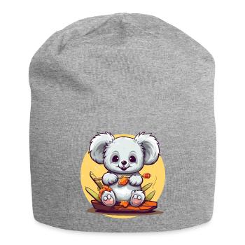 Tollpatschiger Koala mit Sushi - Jersey-Beanie - Grau meliert - Vorne