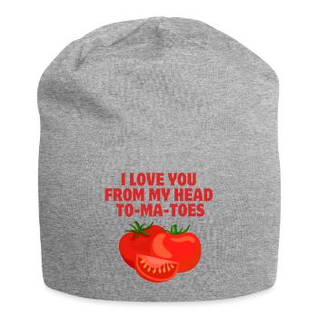 I love you, amour, tomatoes - Bonnet en jersey - gris chiné - Devant