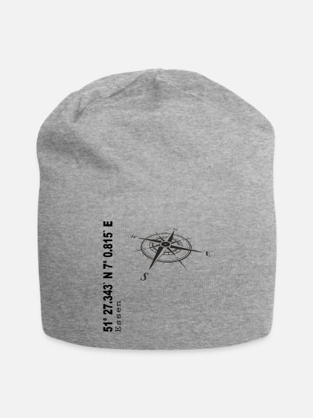 Koordinaten Essen - Jersey-Beanie - Grau meliert